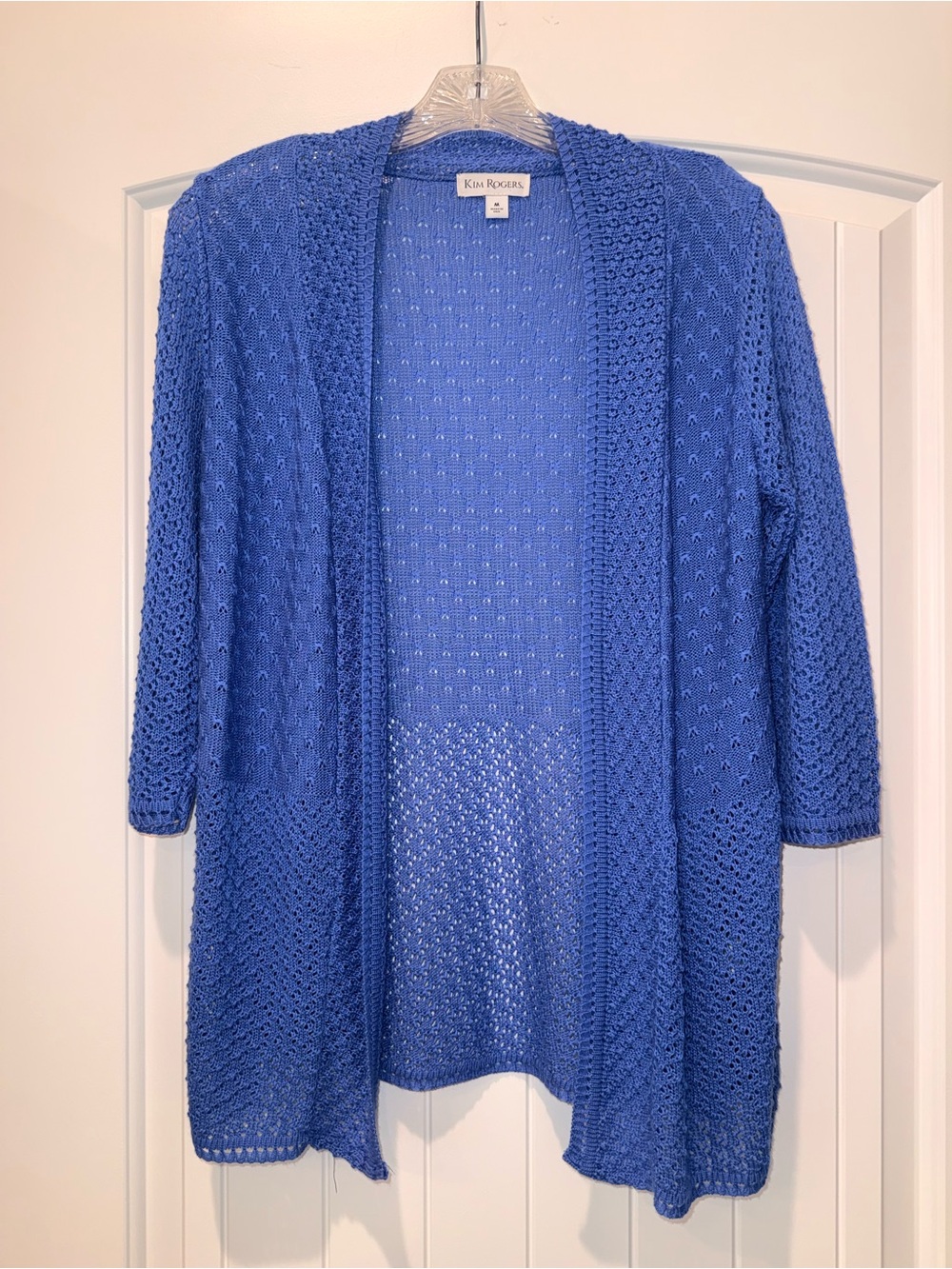 Kim Rogers Royal Blue Open-Front Crochet Cardigan